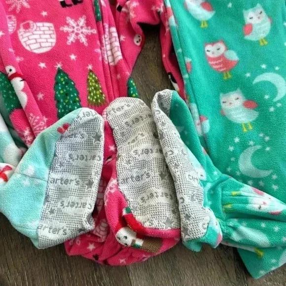 Carters Footed Fleece Pajamas. This listing is for 3 pairs of pajamas. Size 3T. - Picture 6 of 6